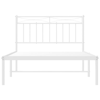 Metal Bed Frame without Mattress with Headboard White 100x200cm