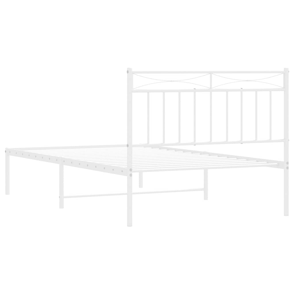 Metal Bed Frame without Mattress with Headboard White 100x200cm