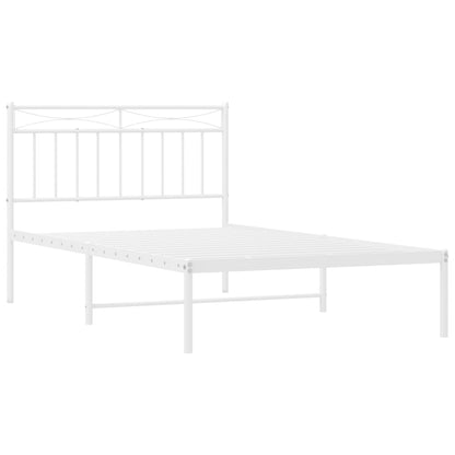 Metal Bed Frame without Mattress with Headboard White 107x203cm
