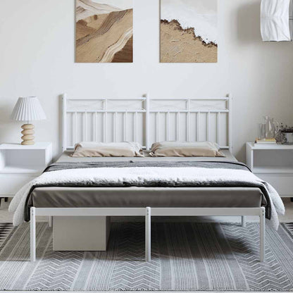 Metal Bed Frame without Mattress with Headboard White 135x190cm