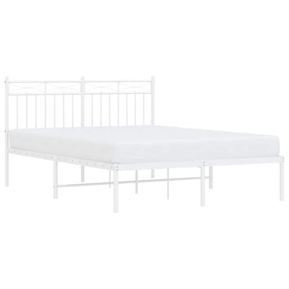 Metal Bed Frame without Mattress with Headboard White 135x190cm