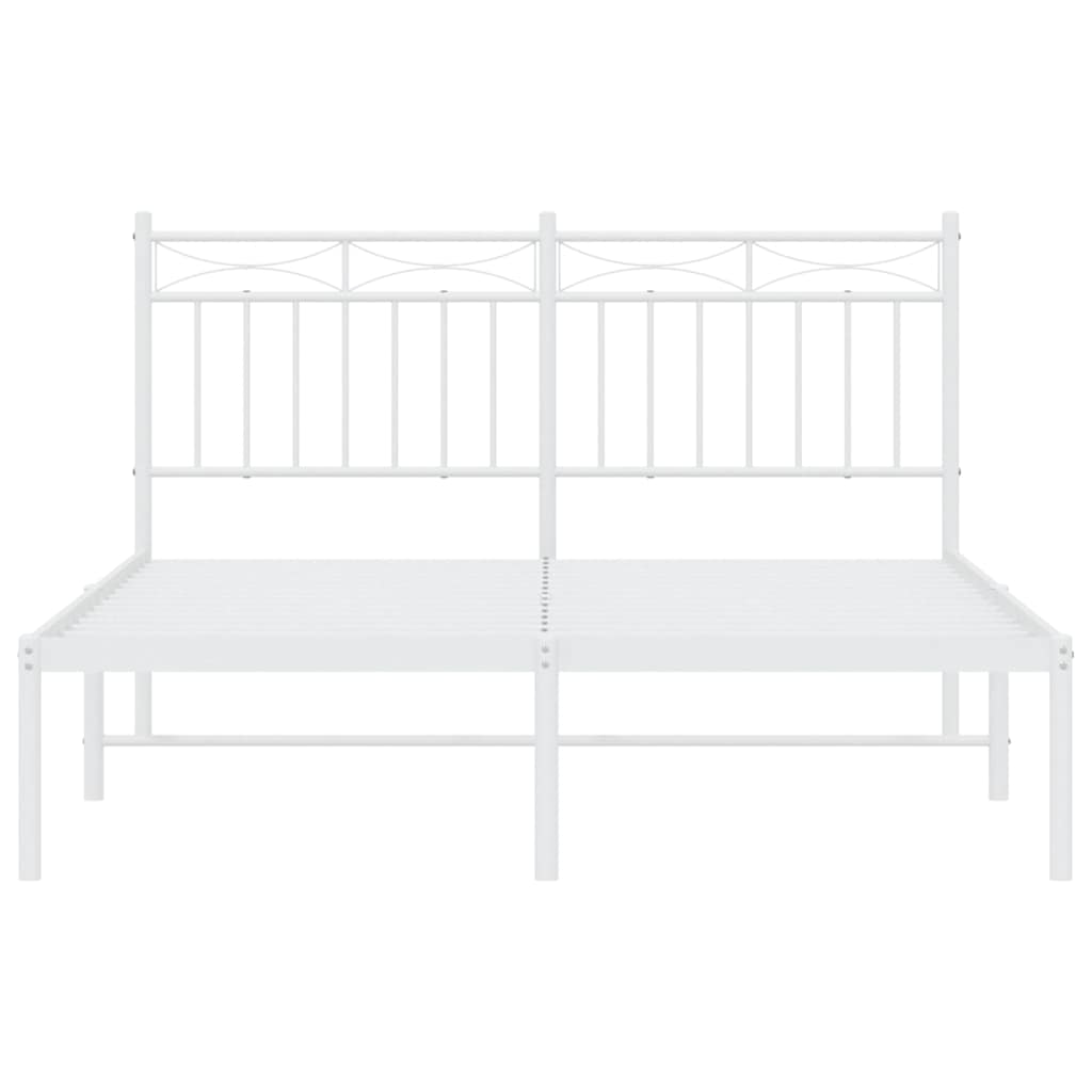 Metal Bed Frame without Mattress with Headboard White 135x190cm