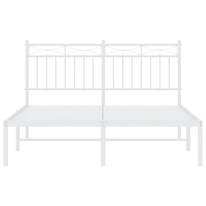 Metal Bed Frame without Mattress with Headboard White 135x190cm