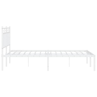 Metal Bed Frame without Mattress with Headboard White 135x190cm