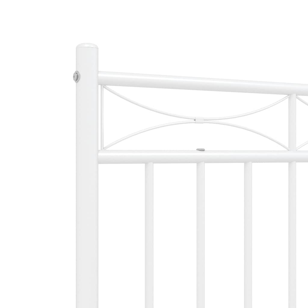 Metal Bed Frame without Mattress with Headboard White 135x190cm