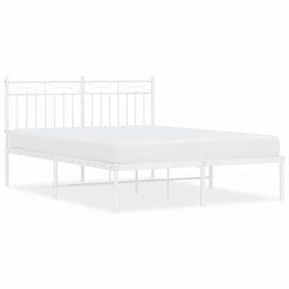 Metal Bed Frame without Mattress with Headboard White 140x200cm