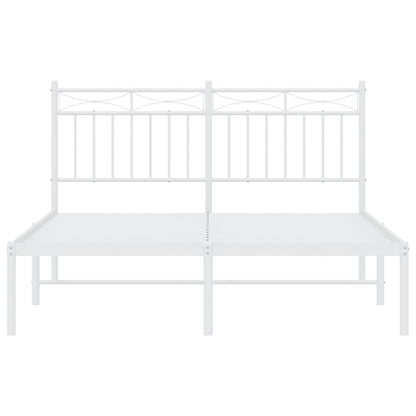 Metal Bed Frame without Mattress with Headboard White 140x200cm