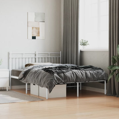 Metal Bed Frame without Mattress with Headboard White 140x200cm