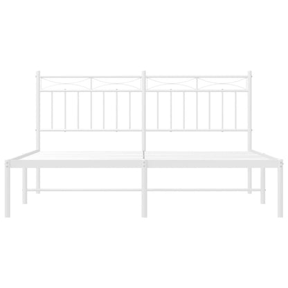 Metal Bed Frame without Mattress with Headboard White 150x200cm