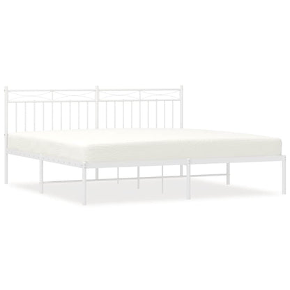 Metal Bed Frame without Mattress with Headboard White 183x213cm