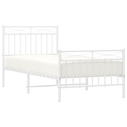 Metal Bed Frame without Mattress with Footboard White 90x190cm