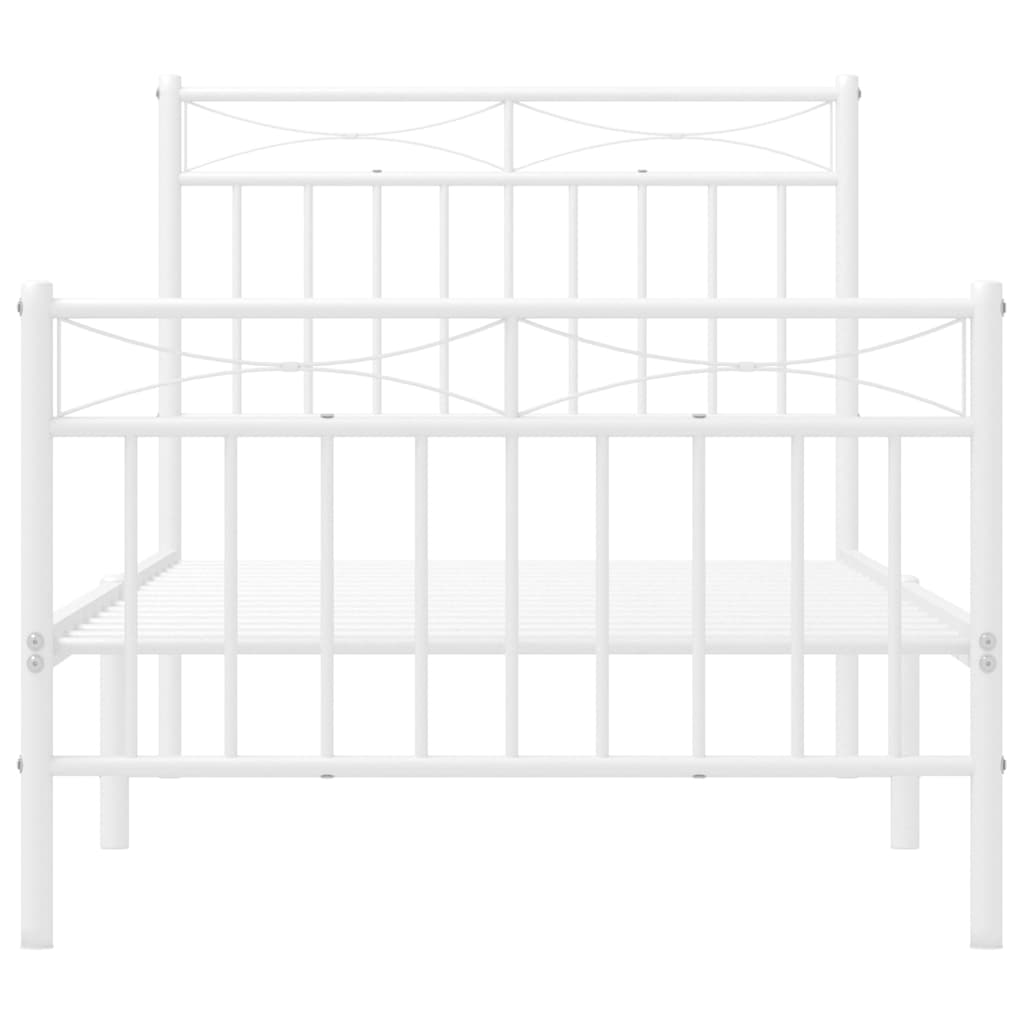Metal Bed Frame without Mattress with Footboard White 90x190cm