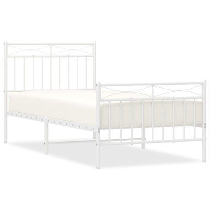 Metal Bed Frame without Mattress with Footboard White 90x200cm