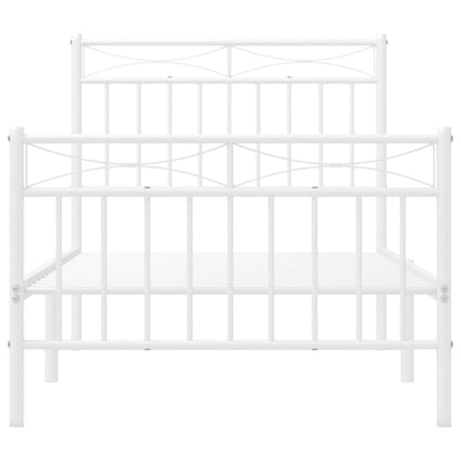 Metal Bed Frame without Mattress with Footboard White 90x200cm