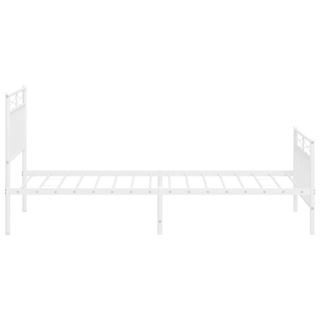 Metal Bed Frame without Mattress with Footboard White 100x190cm