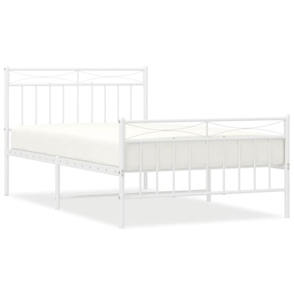 Metal Bed Frame without Mattress with Footboard White 100x200cm