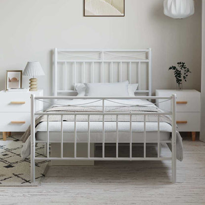 Metal Bed Frame without Mattress with Footboard White 100x200cm