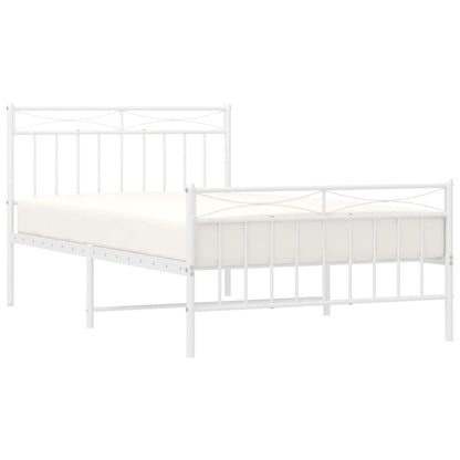 Metal Bed Frame without Mattress with Footboard White 100x200cm