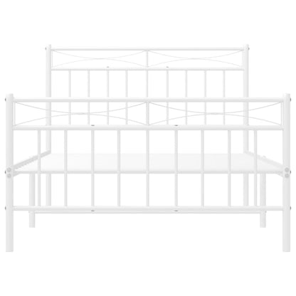 Metal Bed Frame without Mattress with Footboard White 100x200cm