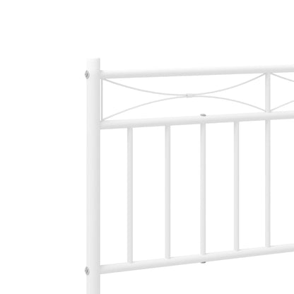 Metal Bed Frame without Mattress with Footboard White 100x200cm