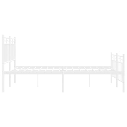Metal Bed Frame without Mattress with Footboard White 120x190cm