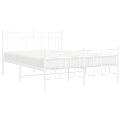 Metal Bed Frame without Mattress with Footboard White 135x190cm
