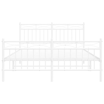Metal Bed Frame without Mattress with Footboard White 135x190cm