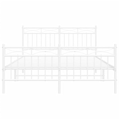 Metal Bed Frame without Mattress with Footboard White 140x190cm