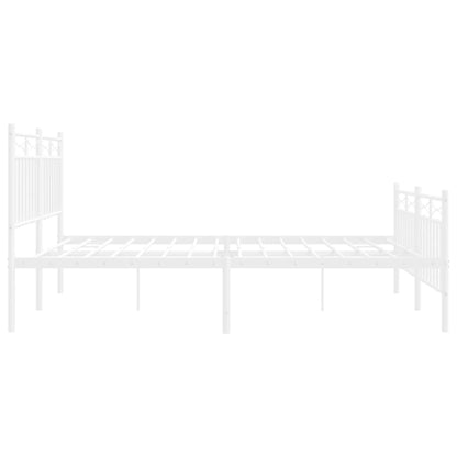 Metal Bed Frame without Mattress with Footboard White 140x190cm