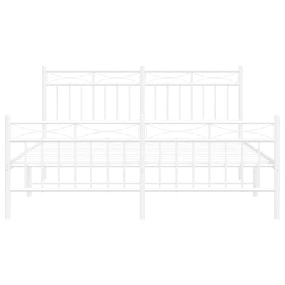Metal Bed Frame without Mattress with Footboard White 150x200cm
