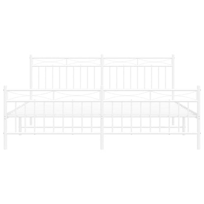 Metal Bed Frame without Mattress with Footboard White 183x213cm