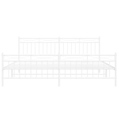 Metal Bed Frame without Mattress with Footboard White 193x203cm