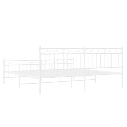 Metal Bed Frame without Mattress with Footboard White 193x203cm