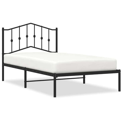 Metal Bed Frame without Mattress with Headboard Black 100x190cm