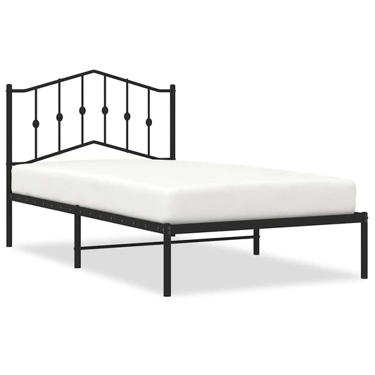 Metal Bed Frame without Mattress with Headboard Black 100x190cm
