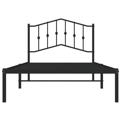 Metal Bed Frame without Mattress with Headboard Black 100x190cm
