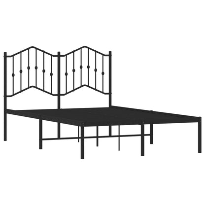 Metal Bed Frame without Mattress with Headboard Black 120x190cm