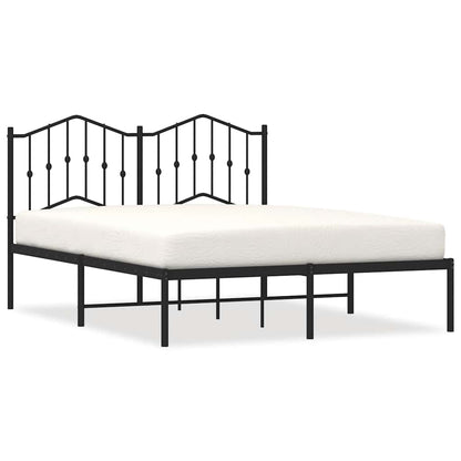 Metal Bed Frame without Mattress with Headboard Black 135x190cm
