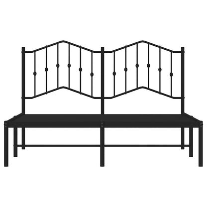 Metal Bed Frame without Mattress with Headboard Black 135x190cm