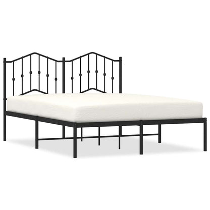 Metal Bed Frame without Mattress with Headboard Black 150x200cm