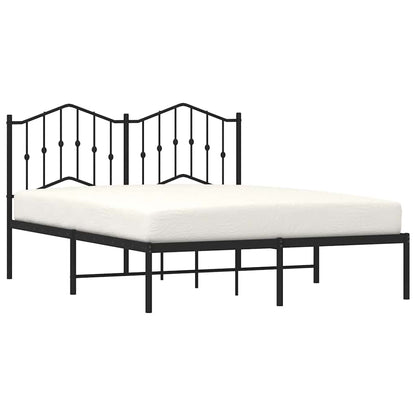 Metal Bed Frame without Mattress with Headboard Black 150x200cm