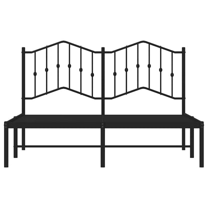Metal Bed Frame without Mattress with Headboard Black 150x200cm