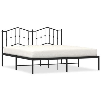 Metal Bed Frame without Mattress with Headboard Black 160x200cm