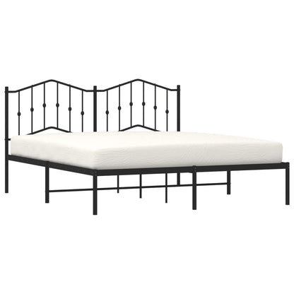 Metal Bed Frame without Mattress with Headboard Black 160x200cm