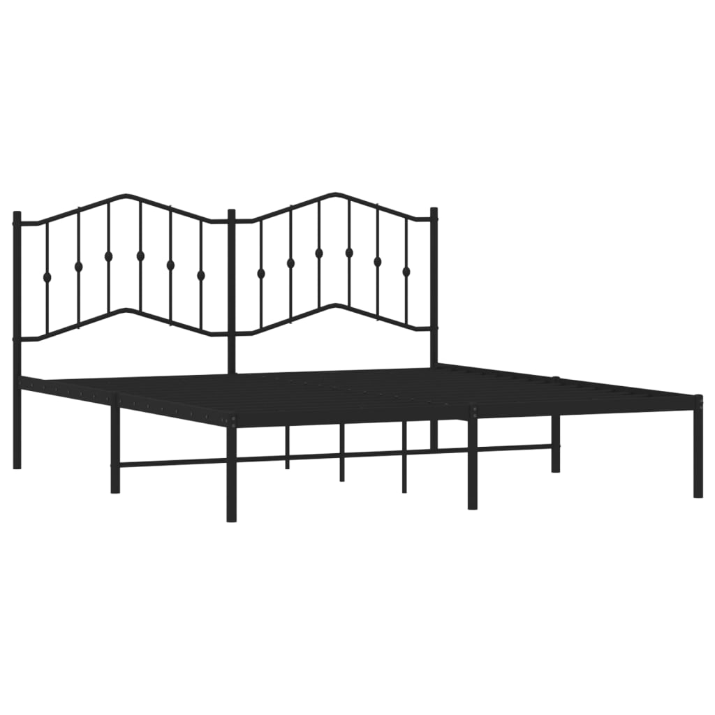 Metal Bed Frame without Mattress with Headboard Black 160x200cm