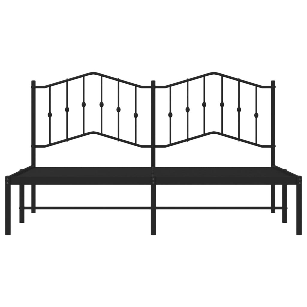 Metal Bed Frame without Mattress with Headboard Black 160x200cm