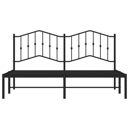 Metal Bed Frame without Mattress with Headboard Black 160x200cm
