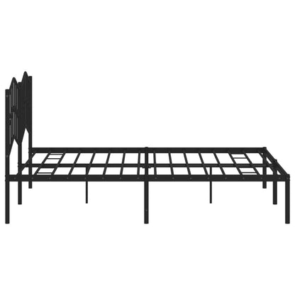 Metal Bed Frame without Mattress with Headboard Black 160x200cm