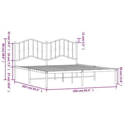 Metal Bed Frame without Mattress with Headboard Black 160x200cm