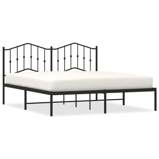 Metal Bed Frame without Mattress with Headboard Black 180x200cm